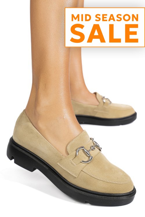 Mocasini bej piele naturala intoarsa 1s77243