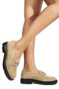 MOCASINI BEJ PIELE NATURALA INTOARSA 1S77243