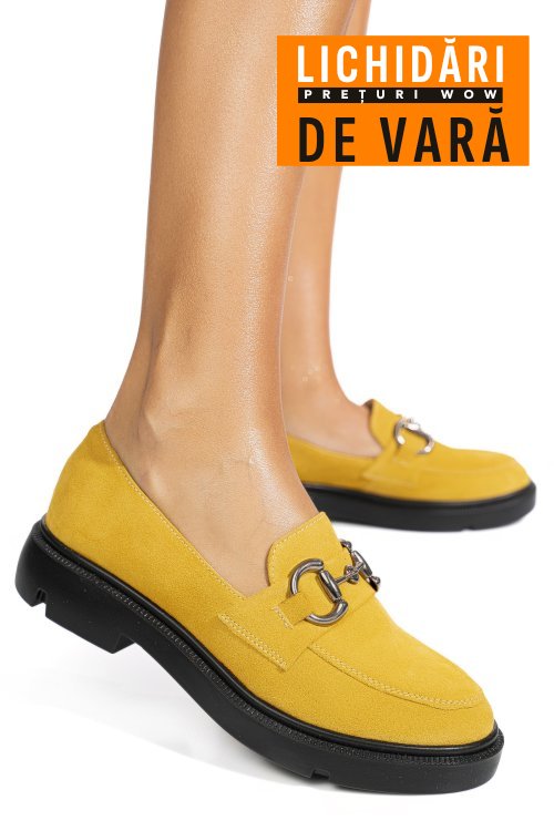 Mocasini galbeni piele naturala intoarsa 1s77243