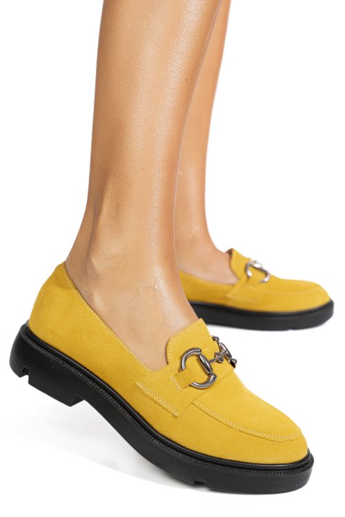Mocasini galbeni piele naturala intoarsa 1s77243