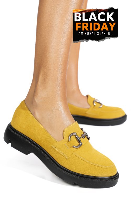 Mocasini galbeni piele naturala intoarsa 1s77243