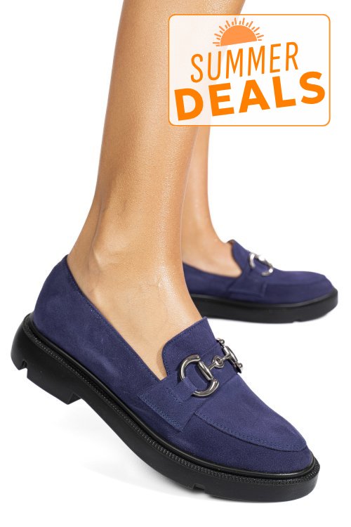 Mocasini bleumarin piele naturala intoarsa 1s77243