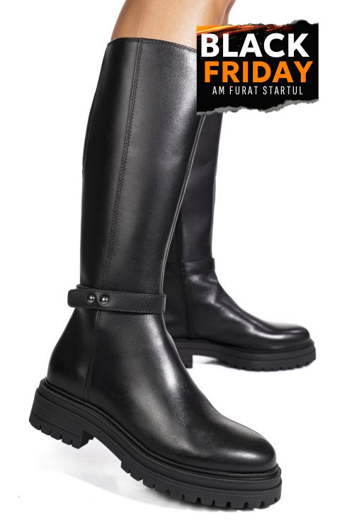 Cizme negre piele naturala wb405h11