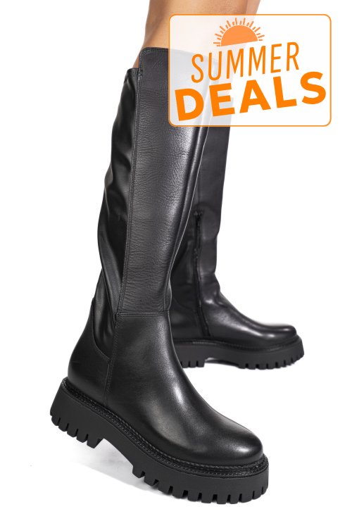 Cizme negre piele naturala wb401h39