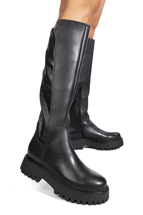 Cizme negre piele naturala wb401h39