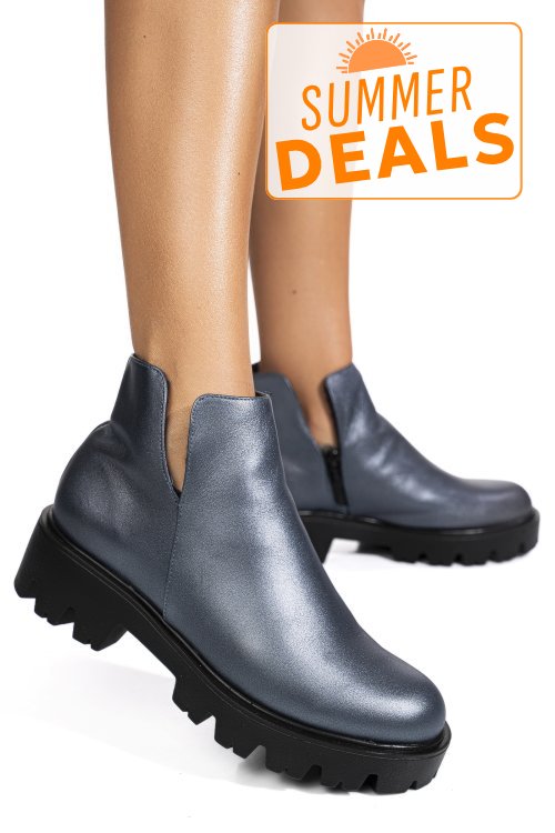 Ghete albastru sidef piele naturala 0s7724