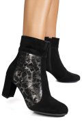 BOTINE DAMA PIELE NATURALA INTOARSA NEGRU ARGINTIU 7S7771