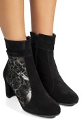 BOTINE DAMA PIELE NATURALA INTOARSA NEGRU ARGINTIU 7S7771