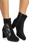 BOTINE DAMA PIELE NATURALA INTOARSA NEGRU ARGINTIU 7S7771