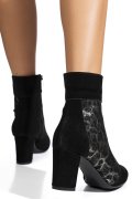 BOTINE DAMA PIELE NATURALA INTOARSA NEGRU ARGINTIU 7S7771