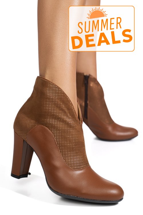 Botine cappuccino piele naturala intoarsa 7s7790