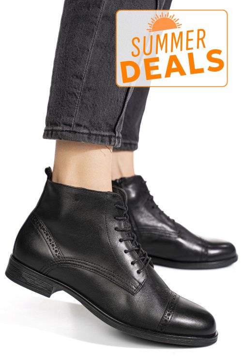 Ghete negre piele naturala wh060h06
