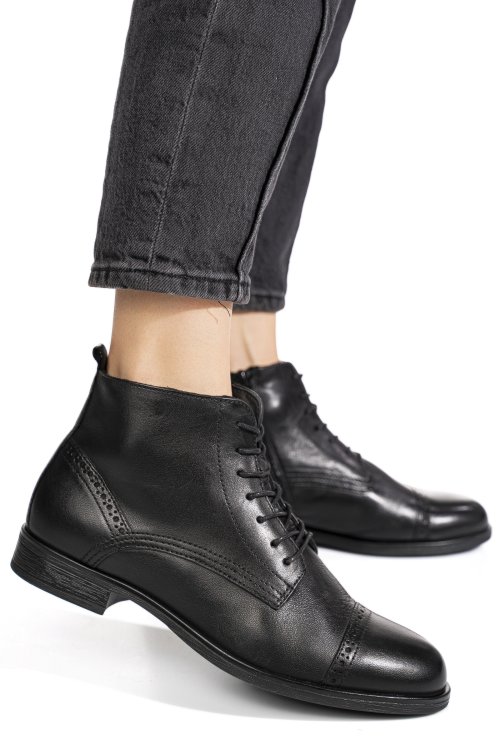 Ghete negre piele naturala wh060h06