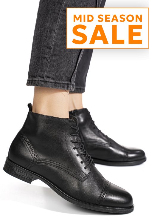Ghete negre piele naturala wh060h06