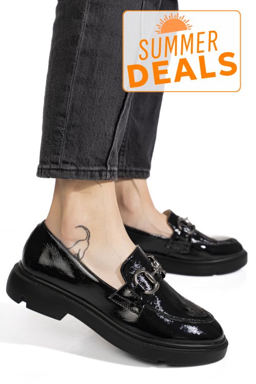 Mocasini negri piele naturala lacuita 1s77243
