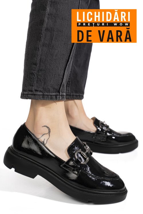 Mocasini negri piele naturala lacuita 1s77243