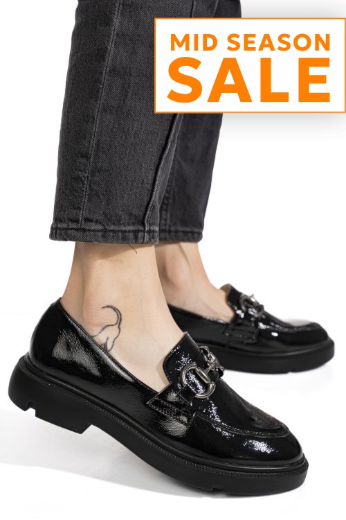 Mocasini negri piele naturala lacuita 1s77243