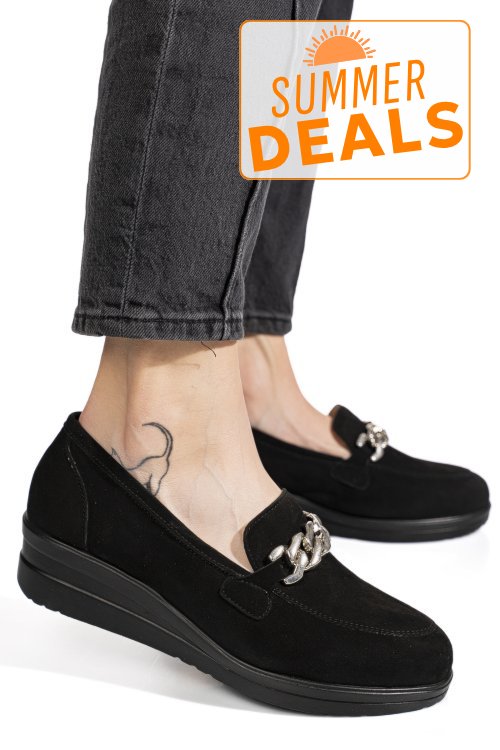 Pantofi negri piele naturala intoarsa 1s77299