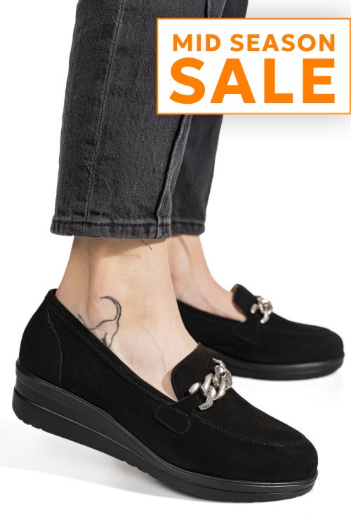 Pantofi negri piele naturala intoarsa 1s77299