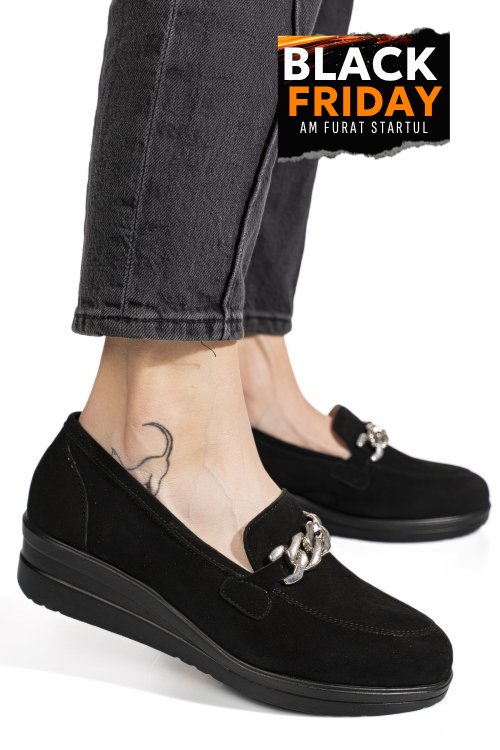 Pantofi negri piele naturala intoarsa 1s77299