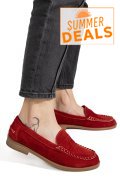 MOCASINI ROSII PIELE NATURALA INTOARSA AS77190