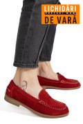 MOCASINI ROSII PIELE NATURALA INTOARSA AS77190