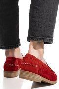 MOCASINI ROSII PIELE NATURALA INTOARSA AS77190