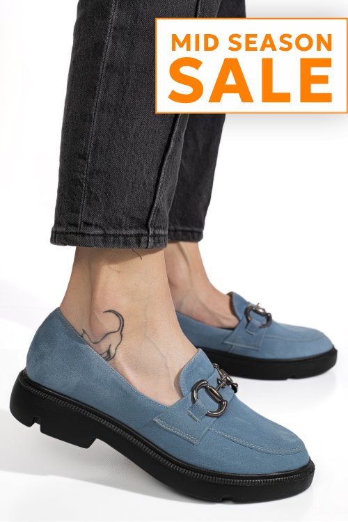 Mocasini albastri piele naturala intoarsa 1s77243