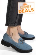 MOCASINI ALBASTRI PIELE NATURALA INTOARSA 1S77243