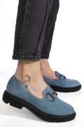 MOCASINI ALBASTRI PIELE NATURALA INTOARSA 1S77243