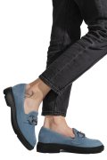 MOCASINI ALBASTRI PIELE NATURALA INTOARSA 1S77243