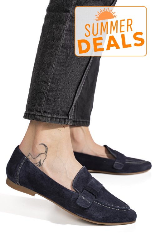 Mocasini bleumarin piele naturala intoarsa as772346