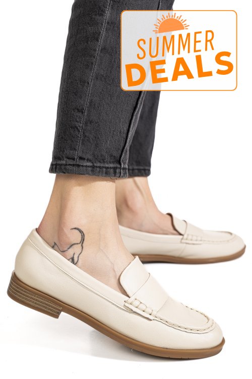 Mocasini bej piele naturala as773741