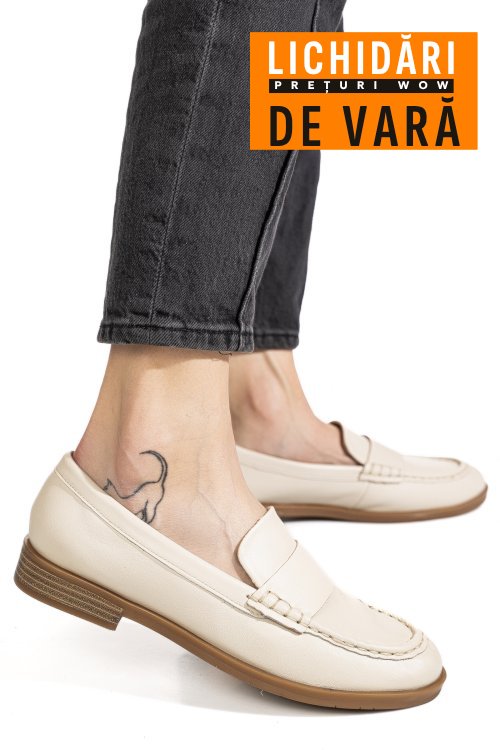 Mocasini bej piele naturala as773741