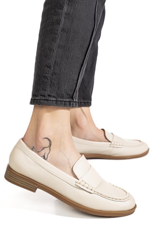 Mocasini bej piele naturala as773741