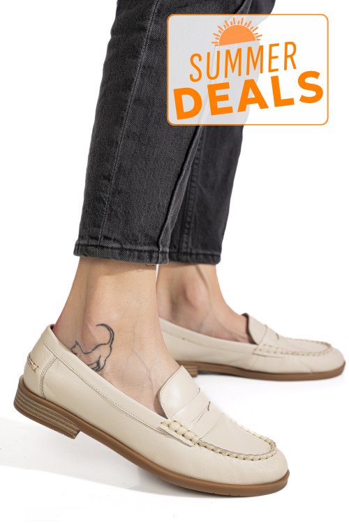Mocasini bej piele naturala as77190