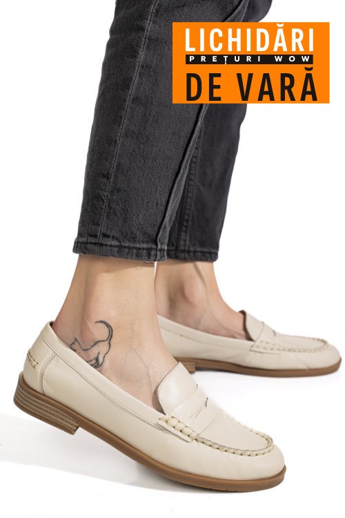 Mocasini bej piele naturala as77190