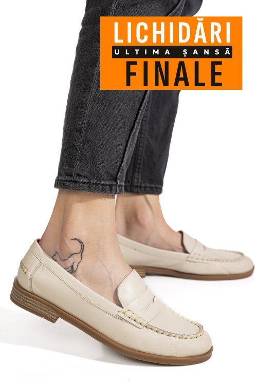 Mocasini bej piele naturala as77190