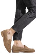 MOCASINI TAUPE PIELE NATURALA INTOARSA AS77190