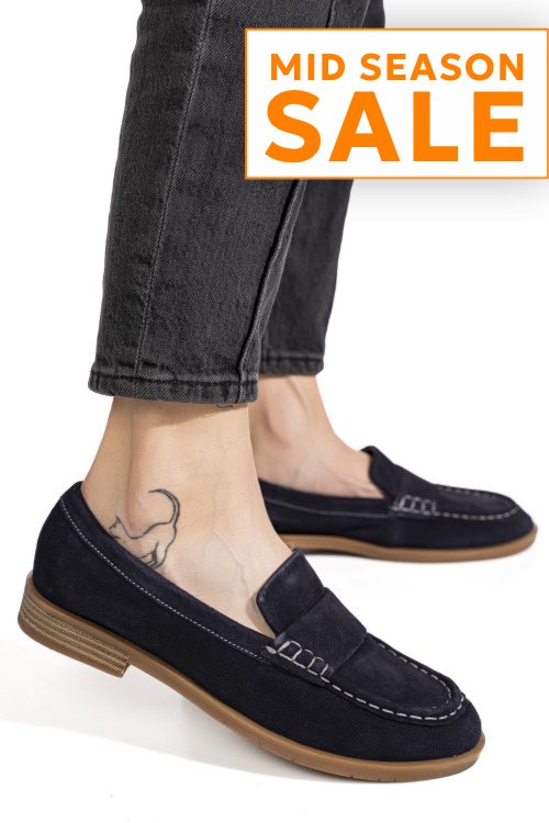 Mocasini bleumarin piele naturala intoarsa as773741
