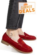 MOCASINI ROSII PIELE NATURALA INTOARSA AS773741