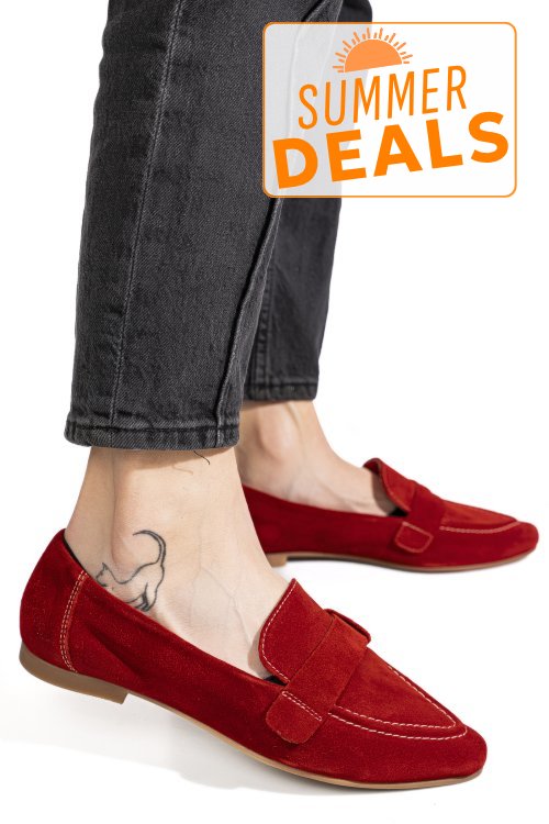 Mocasini rosii piele naturala intoarsa as772346
