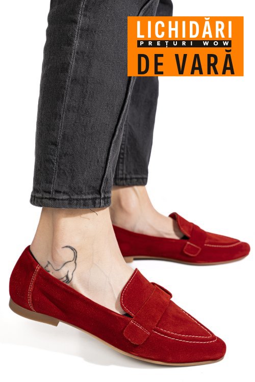 Mocasini rosii piele naturala intoarsa as772346