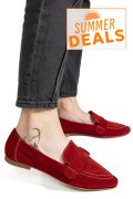 MOCASINI ROSII PIELE NATURALA INTOARSA AS772346