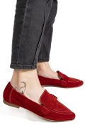 MOCASINI ROSII PIELE NATURALA INTOARSA AS772346