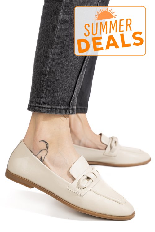 Mocasini crem piele naturala as773093