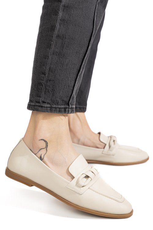 Mocasini crem piele naturala as773093