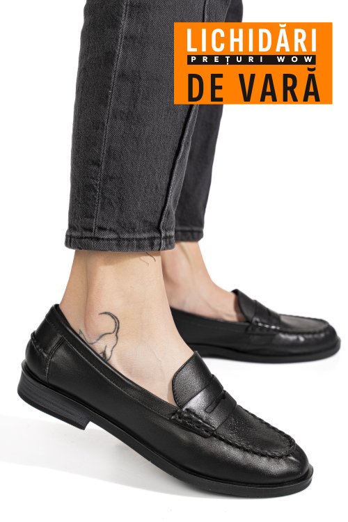 Mocasini negri piele naturala as77190