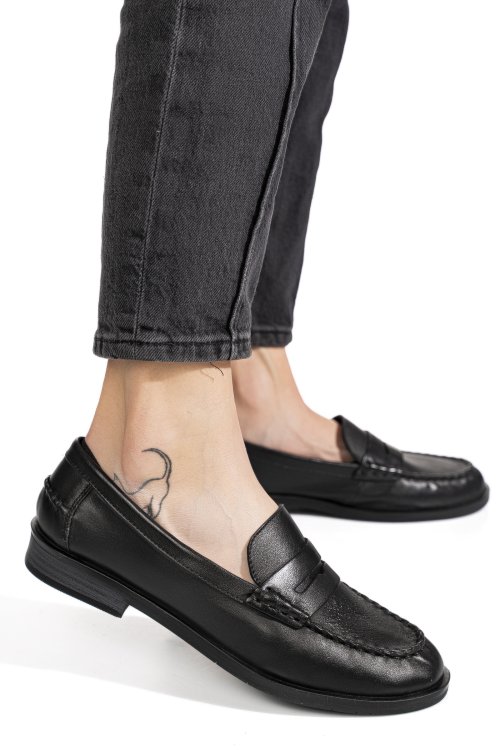 Mocasini negri piele naturala as77190