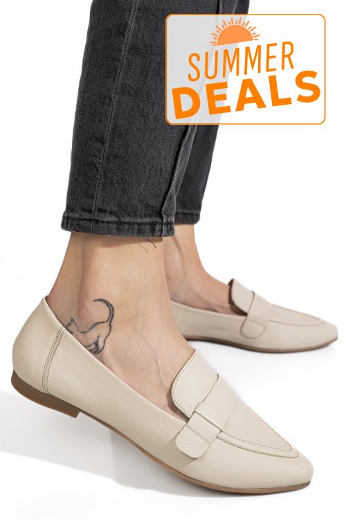 Mocasini bej piele naturala as772346